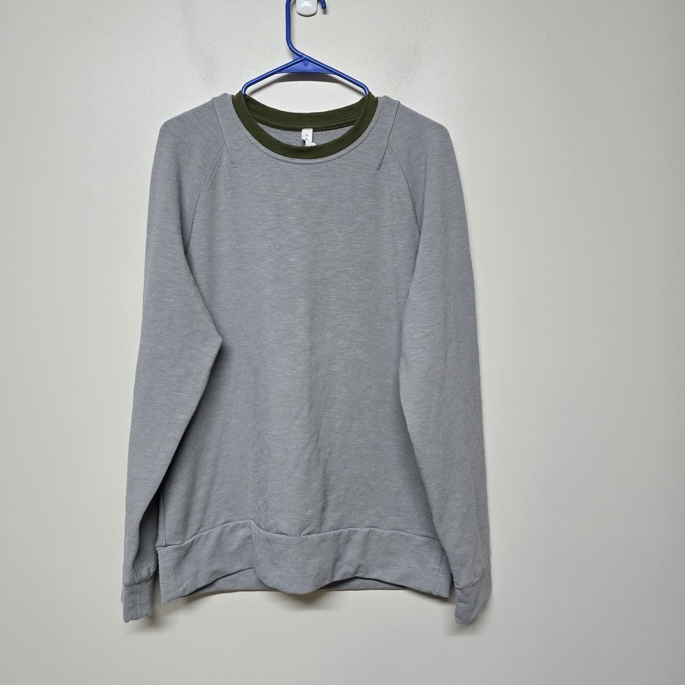 Lululemon Sweater Mens Medium Gray Green City Sweat Crew Performance Pullover